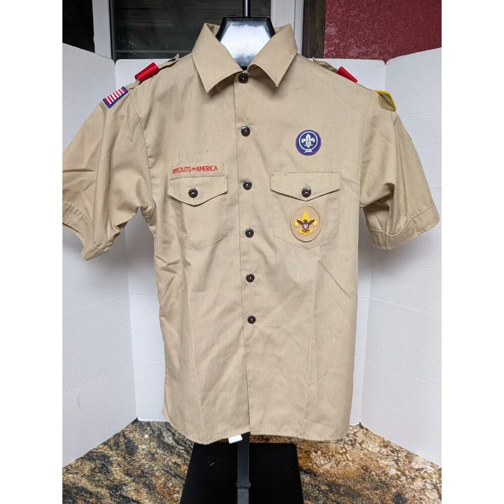 Vintage 70s Boy Scouts of America Boys Medium & Large BSA Uniform Button Up